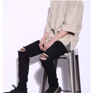 quần jean, quần bò đen rách gối, chất jean cao cấp co dãn, dễ phối đồ (jean 88)