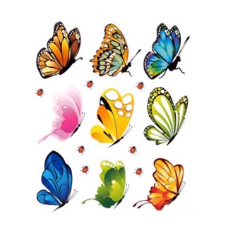 Decal tranh dán tường 9 chú bướm xinh