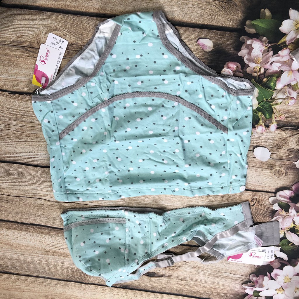 set đồ lót bầu họa tiết hoa nhí gồm 1 áo và 1 quần cạp cao 100% coton thấm hút hàng mới về
