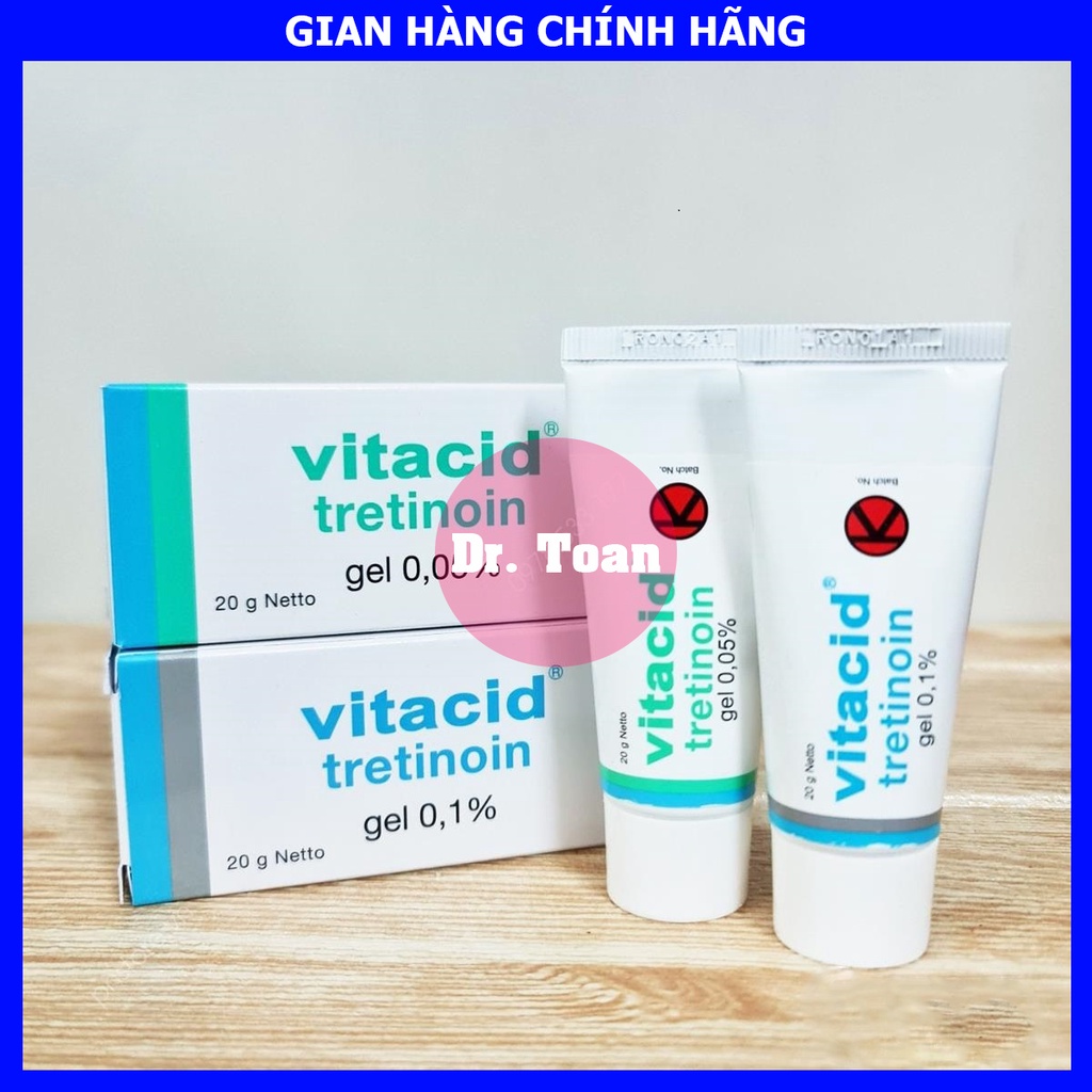 Tretinoin Vitacid gel 0.1% - 0.05% - 0.025%  - tretinol giảm mụn, chống lão hóa