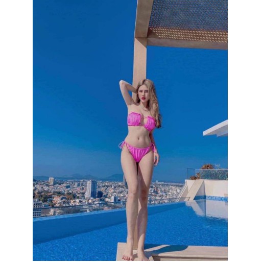 Đồ bơi bikini đi biển 2 mảnh viền bèo cúp ngang (NHIỀU MÀU) VATIXA BKN68