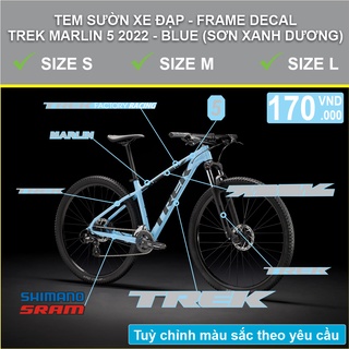 Tem decal dán sườn xe đạp địa hình Trek Marlin 5 2022 Xanh dương/Blue | MTB Frame decal | CycleWrap