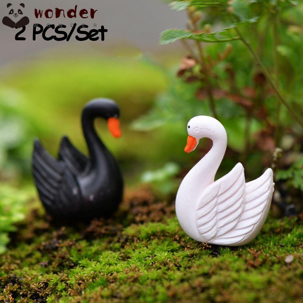 Set 2 Mô Hình Thiên Nga Bằng Nhựa Resin Dùng Trang Trí Tiểu Cảnh