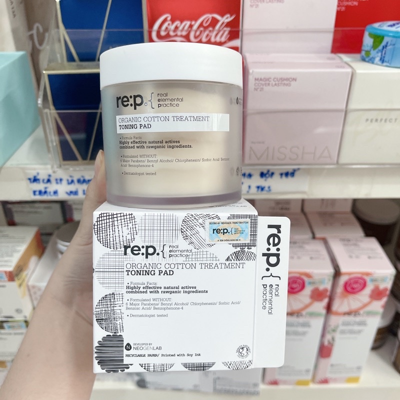 Pad Tẩy Da Chết Re:p Organic Cotton Treatment Toning Pad