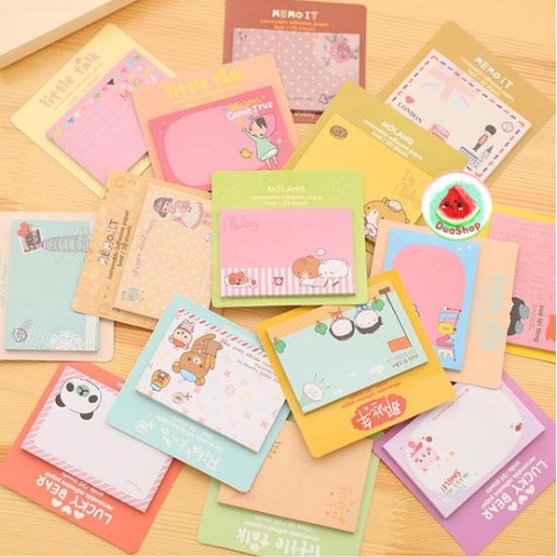 Giấy Note Ghi Chú Hình Chữ Nhật - Giấy Note Hoạt Hình Nhiều Mẫu Đáng Yêu Trang Trí Sổ 🍉Duashop🍉