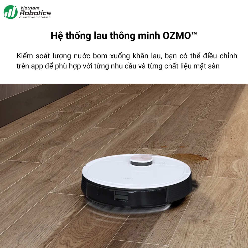 Robot hút bụi lau nhà Ecovacs Deebot T8 Max, Phiên bản nội địa, Bảo hành 24 tháng, Lau rung Ozmo, Dung lượng pin 5200mAh