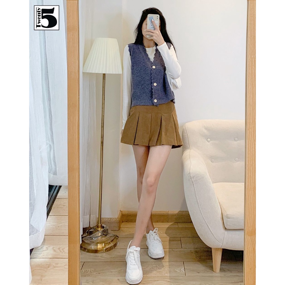 Chân váy nhung gân xếp ly dáng ngắn Twentyfive 3874 | BigBuy360 - bigbuy360.vn