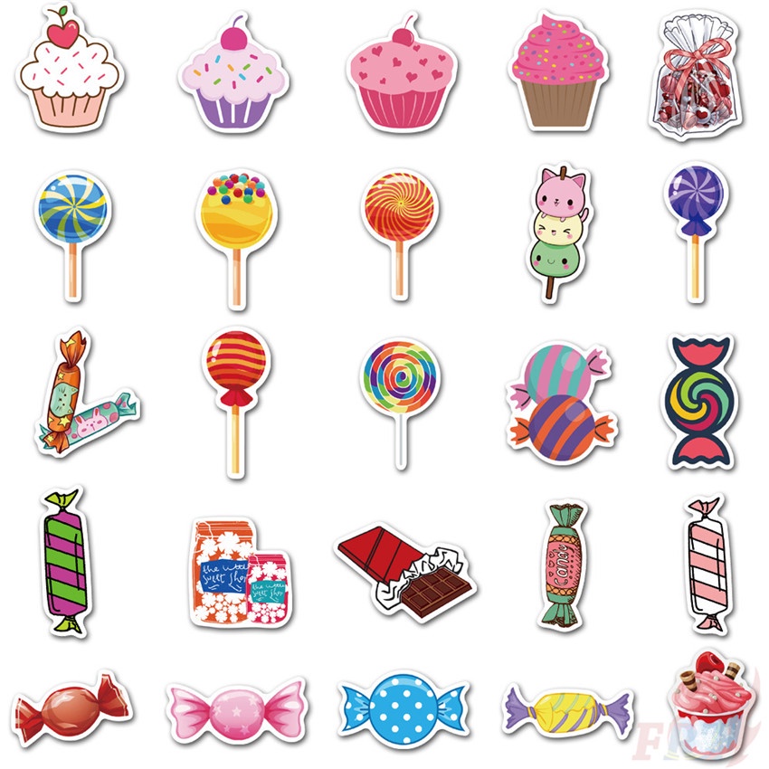 100Pcs/Set ❉ Rainbow Candy Lollipop Cupcake Dessert Series A Stickers ❉ Waterproof DIY Fashion Decals Doodle Stickers