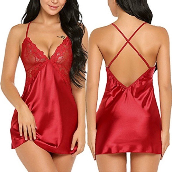 Women's Pajamas Suit Sexy Ice Silk Sleepwear Nightdress | BigBuy360 - bigbuy360.vn