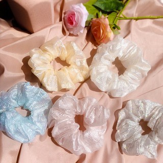 Cột tóc Srunchies nhũ bạc,chun buộc tóc cute