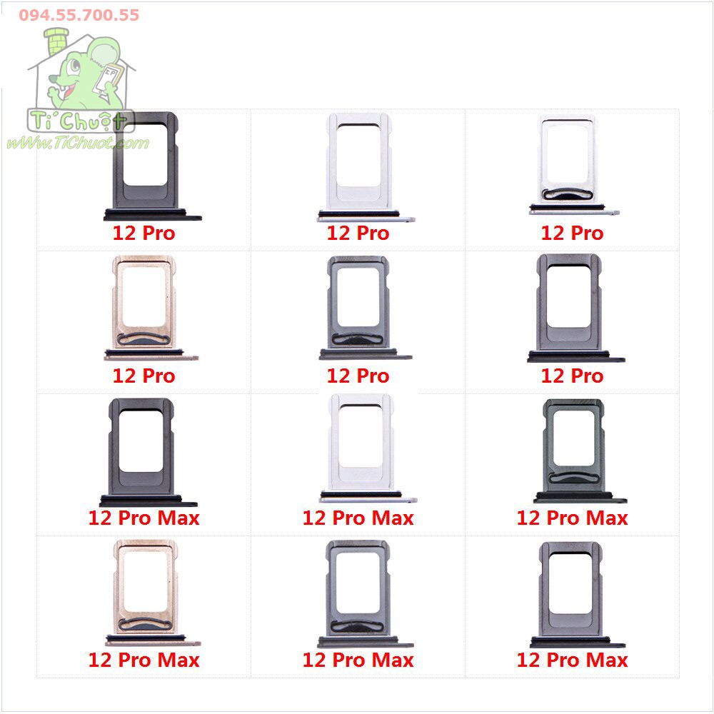 Khay sim iPhone 12 Pro/ 12 Pro Max bản 1 SIM/ 2 SIM ZIN có Ron Chống Nước
