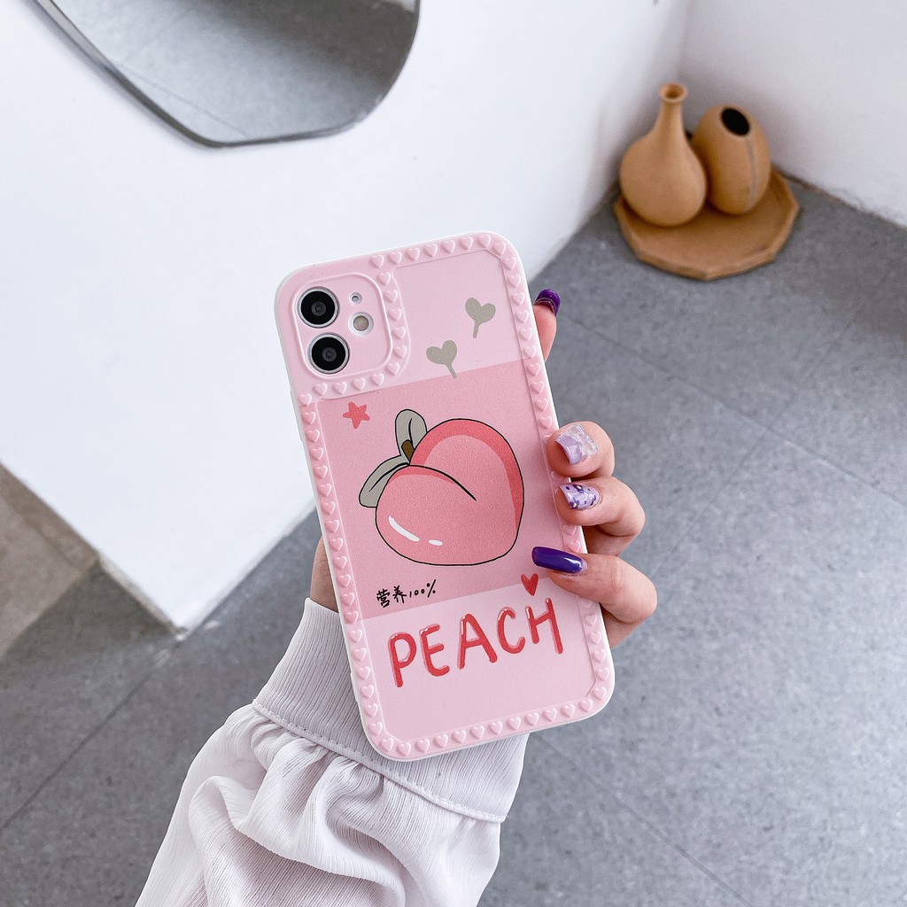 Ốp điện thoại họa tiết đào Hàn Quốc dễ thương hình iPhone 12 Pro Max 12 / 11 Pro / Max / X / XS / XR / 7p / 8plus | BigBuy360 - bigbuy360.vn