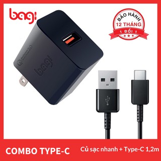 [BAGI] COMBO SẠC NHANH CỦ SẠC QUICK CHARGE BAGI 3.0 VÀ DÂY SẠC TYPE-C 1,2M BH 12 THÁNG