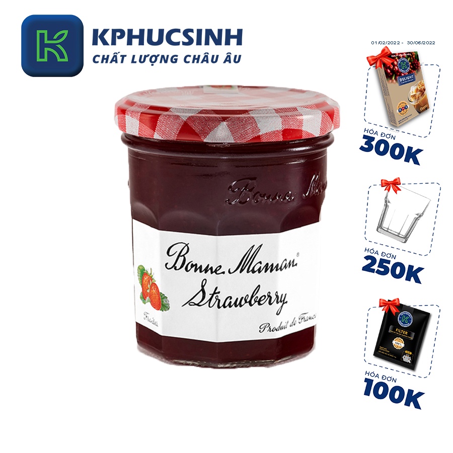 Mứt quả dâu hiệu Bonne Maman 225g KPHUCSINH - Hàng Chính Hãng