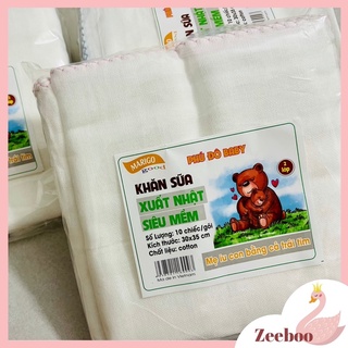 Set 10 Khăn sữa cho bé - Vải sợi tre mềm mịn không bai xù thấm hút tốt - An toàn cho bé - kích thước 70x75 - Zeeboo