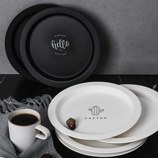 Set 4 đĩa tròn đựng thức ăn in hoạ tiết đơn giản