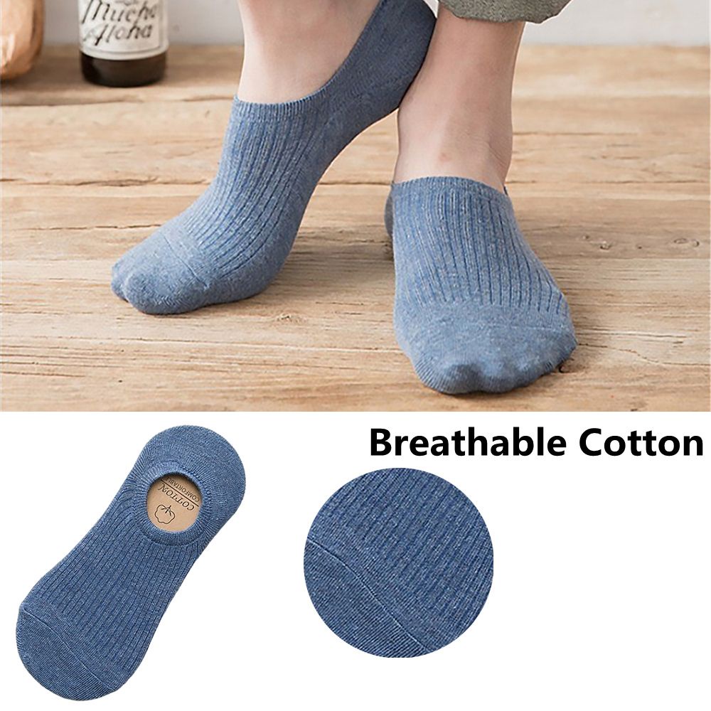 Đôi tất thể thao vải cotton cổ thuyền màu trơn thông thoáng phong cách hè nam tính