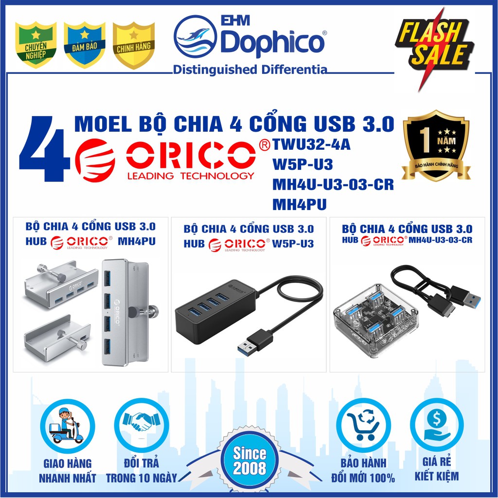 Hub Orico – Bộ chia 4 cổng USB 3.0 - Chính Hãng – USB3.0 Four – Port Hub – 4 Model