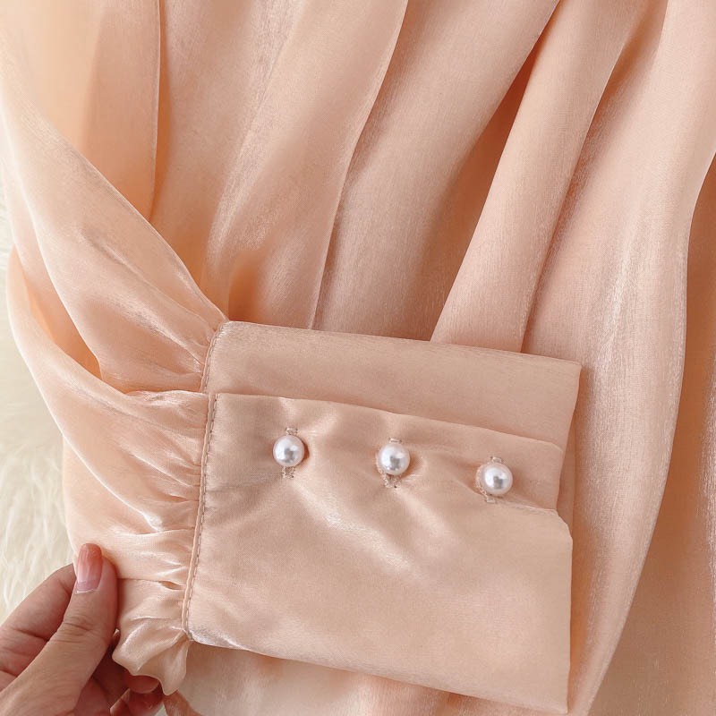 - Áo sơ mi tay bồng cổ nơ tiểu thư ulzzang organza- SM50 - jannahouse