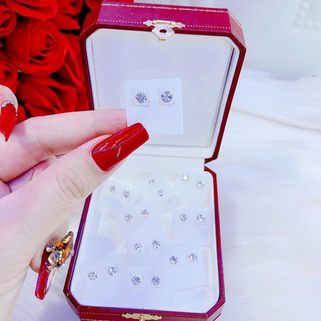 Nụ đá ,bông tai nữ chuẩn bạc ta size 4ly,5ly,6ly -THJ SILVER