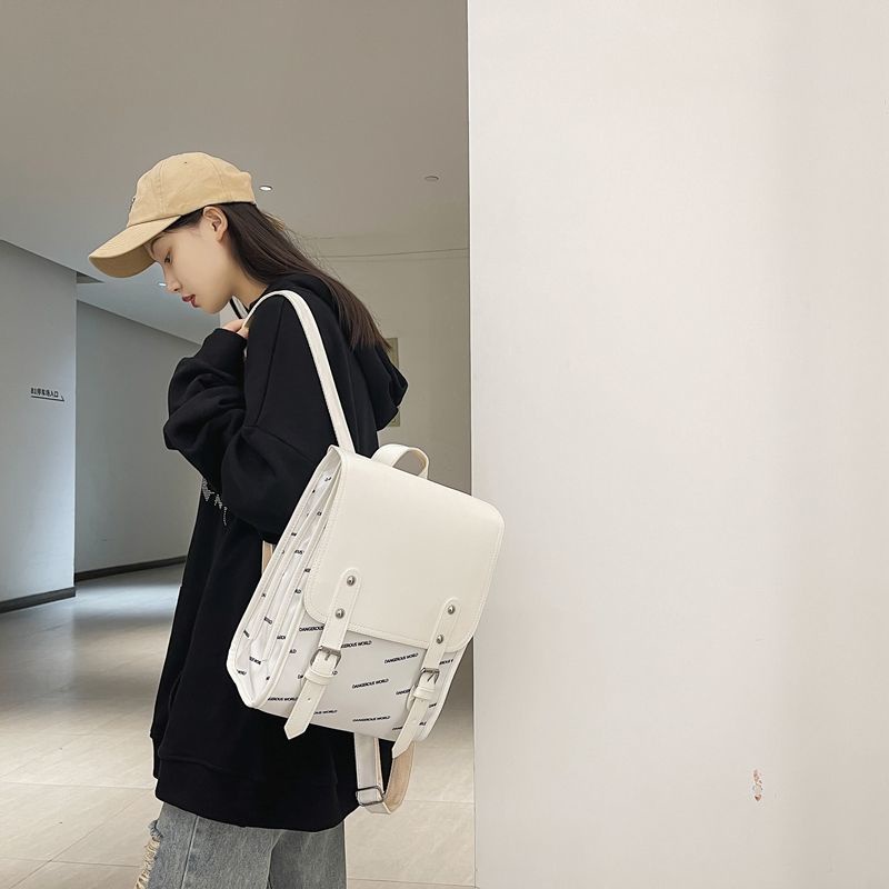 Ba Lô Da PU Thời Trang Hàn Cho Nữ 2022 Ba lô Túi Máy Tính Cặp Sách Phù hợp với một máy tính xách tay 13 inch