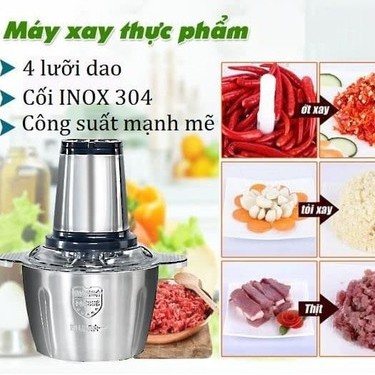 Máy Xay Thịt Đa Năng Cối Inox, 4 Lưỡi Xay Dung Tích 2L