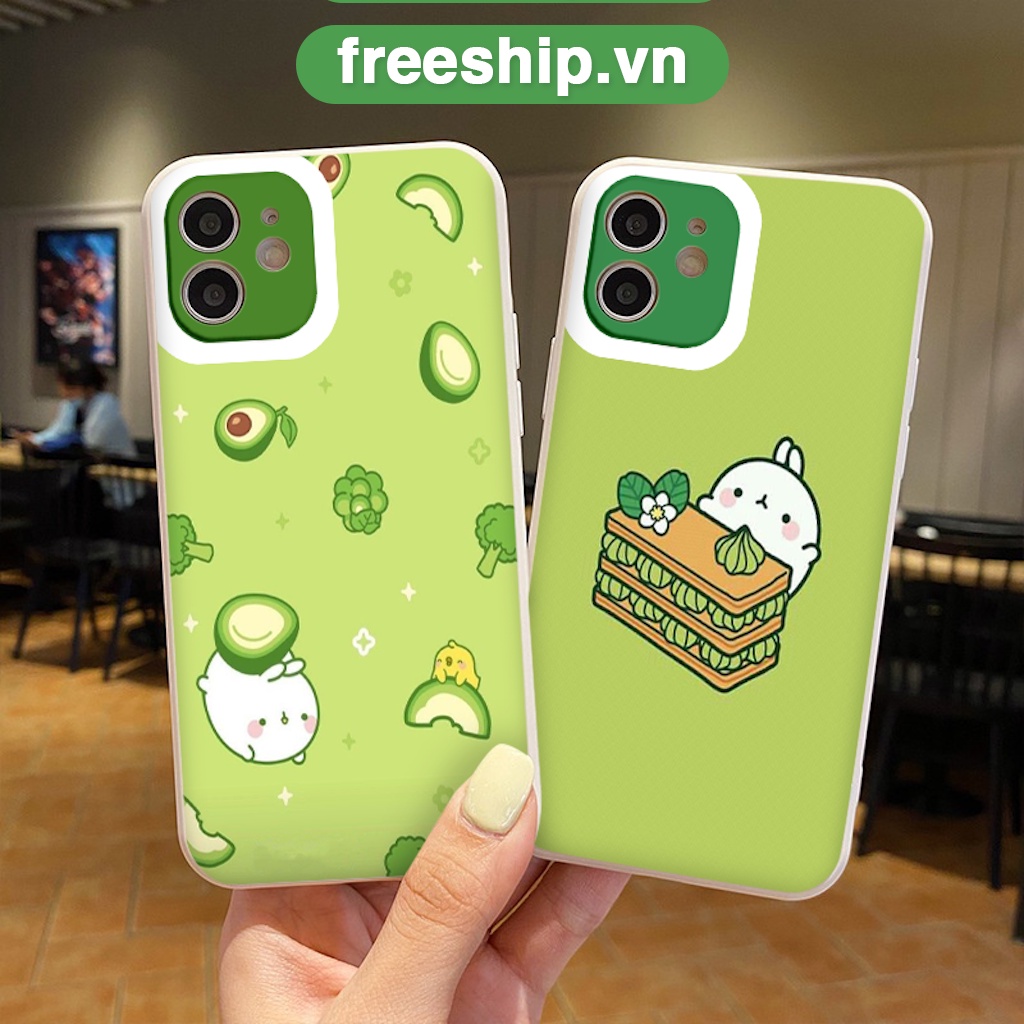 Ốp iphone thỏ trắng nền green tươi mát - Apple iphone Case 7+ i7 8 plus 12 Pro max 11 Pro X XS MAX XR 13pro/promax BVC