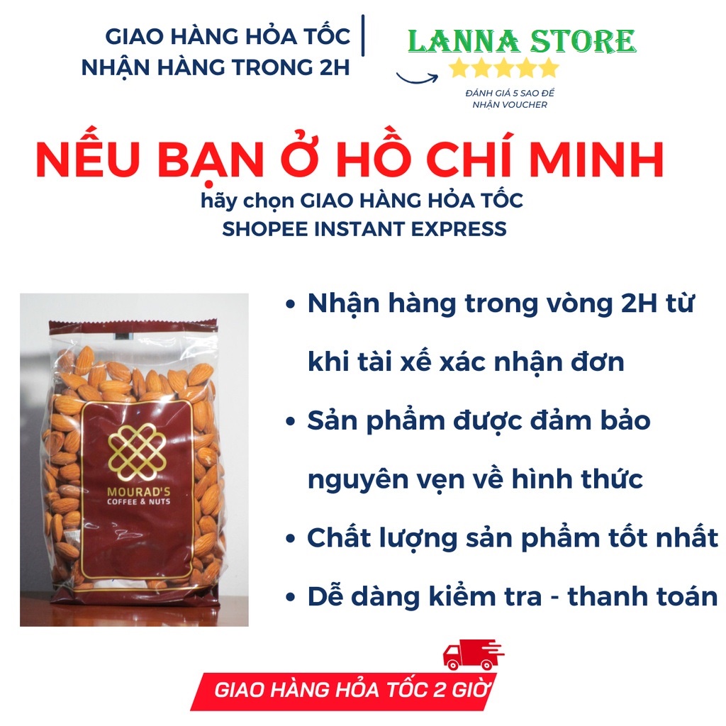 Hạnh nhân sống tách vỏ dùng để làm sữa, làm bánh Mourad túi 500g - Úc