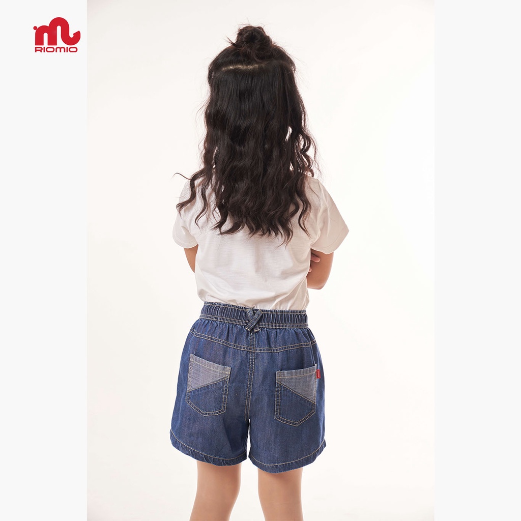 Quần short jean bé gái Riomio quần đùi bò cạp chun dáng rộng chất jean mềm mát không phai màu size đại 15-40kg  - RO205