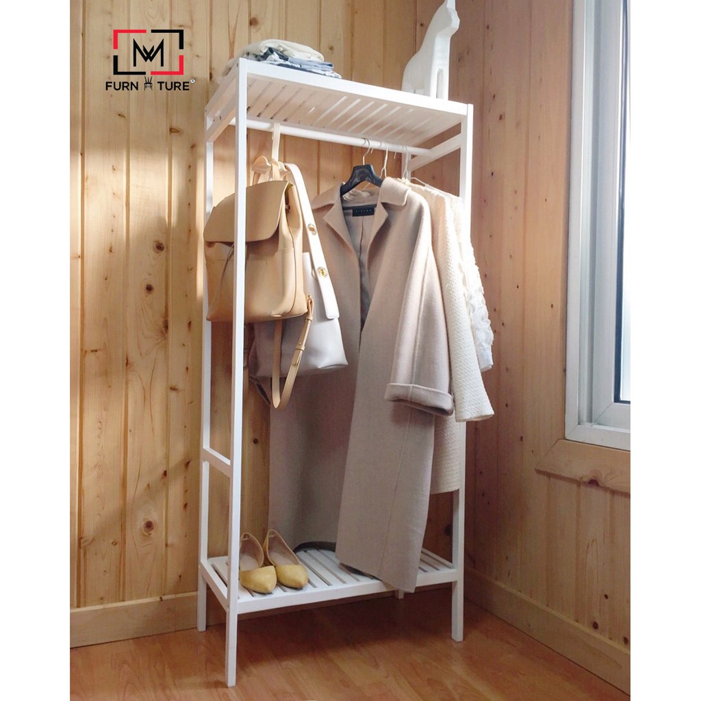 Tủ treo quần áo đa năng lắp ráp Shelf Hanger màu trắng thương hiệu MW FURNITURE - Nội thất căn hộ