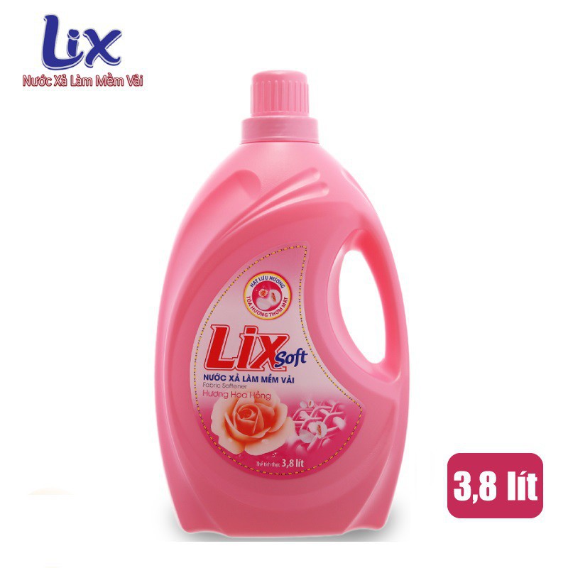 Nước Xả Vải LIX Hương Hoa Hồng 3.8L - Lưu hương trên từng sợi vải - LSH38