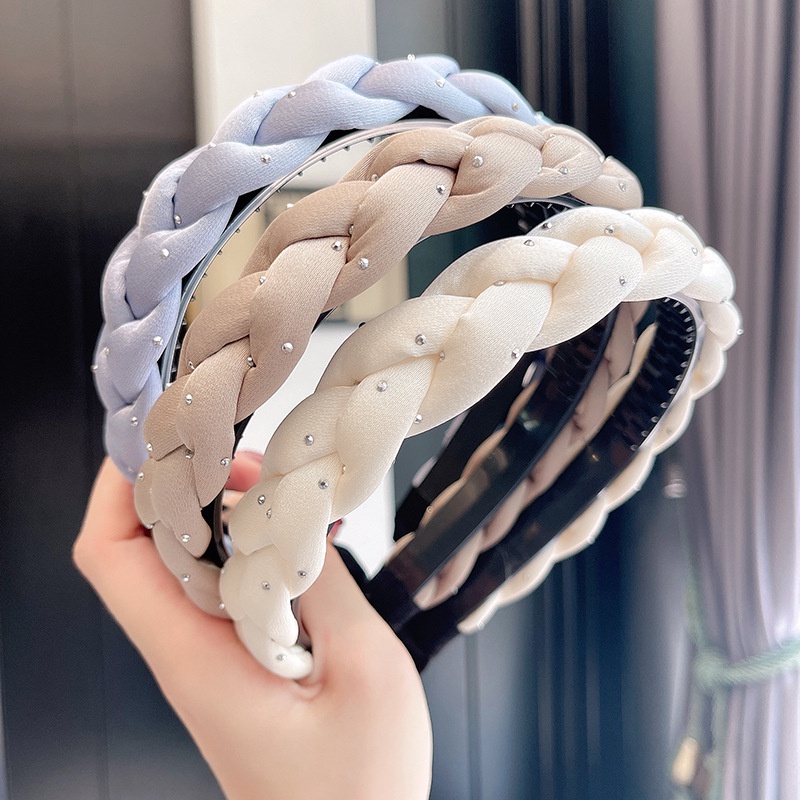 Băng Đô Đội Đầu Có Đính Đá Xoắn Thời Trang Cho Nữ Rửa Mặt