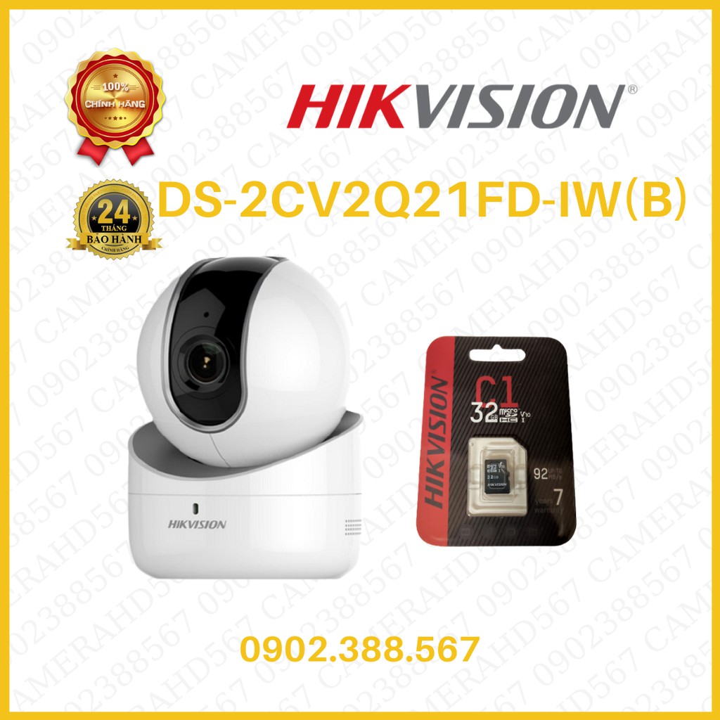 Camera IP Robot hồng ngoại không dây 2.0 Megapixel HIKVISION DS-2CV2Q21FD-IW(B)+ Thè nhớ 32G