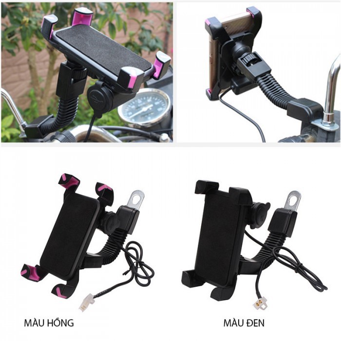 Giá Đỡ Kẹp Điện Thoại 2 In 1 Gắn Trên Xe Máy Có Đầu Sạc Điện Thoại Cổng Usb | BigBuy360 - bigbuy360.vn