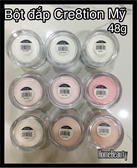 BỘT ĐẮP MÓNG MỸ Cre8tion  (acrylic Powder)