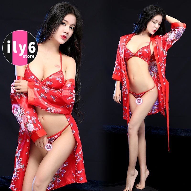 Váy ngủ sexy gợi cảm đồ ngủ quyến rũ kèm áo choàng phong cách Nhật Bản E1216
