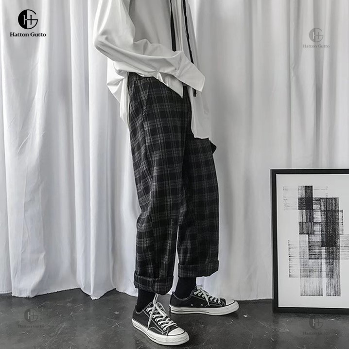 Hatton Gutto Quần Dài Nam Ca Rô Ca Rô Seluar Lelaki