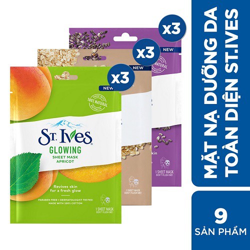 [Mã COSUI03 giảm 8% đơn 150K] Bộ 9 mặt nạ dưỡng da toàn diện St.Ives (3 mùi)