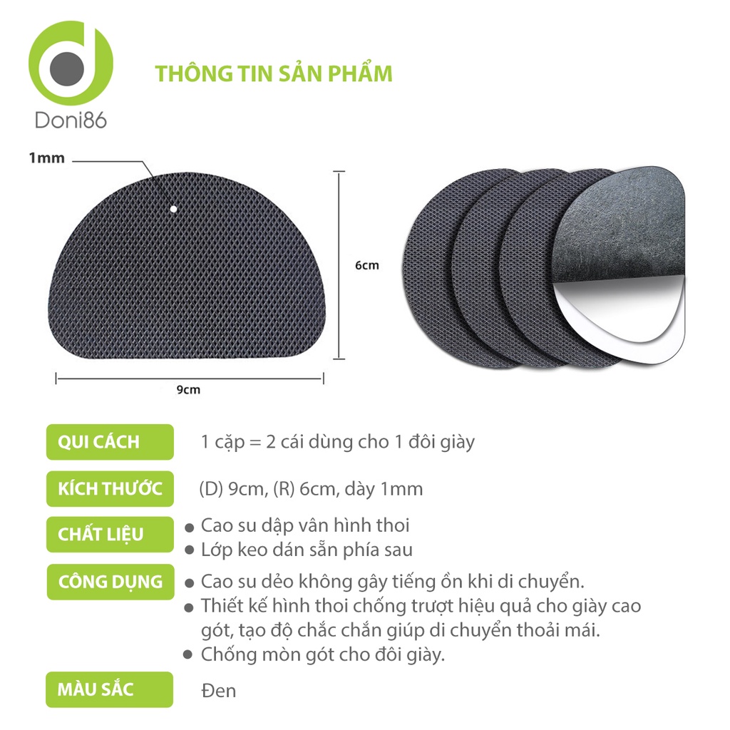 2 Miếng dán cao su dùng cho đế giày cao gót, giày tây công sở chống trơn trượt, mài mòn dùng cho nam và nữ - DOPK270