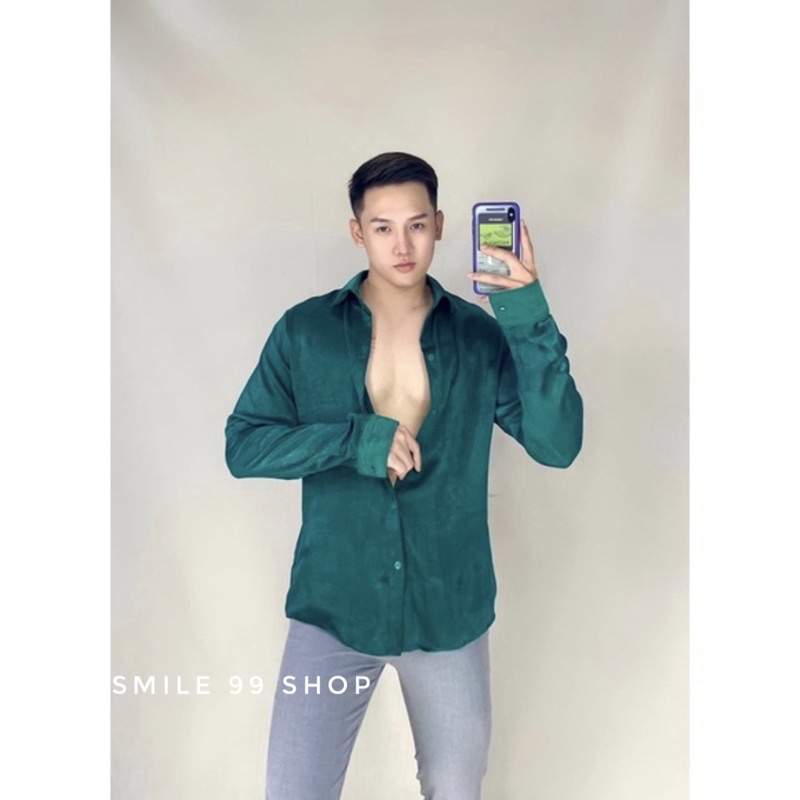 [Hình Thật] Áo Sơ Mi Tay Dài Lụa Basic Unisex Mr Smile 99 Shop