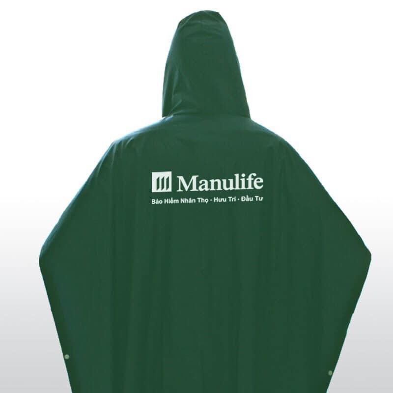 Áo mưa vải dù logo Manulife. Qùa tặng thương hiệu ý nghĩa.