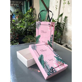 (Set 10) Hộp giấy đựng bánh kẹo (Lá hồng)