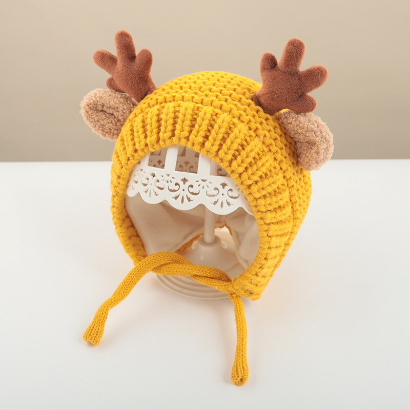 Mũ Beanie Dày Dặn Giữ Ấm Tai Tuần Lộc Dễ Thương Cho Bé