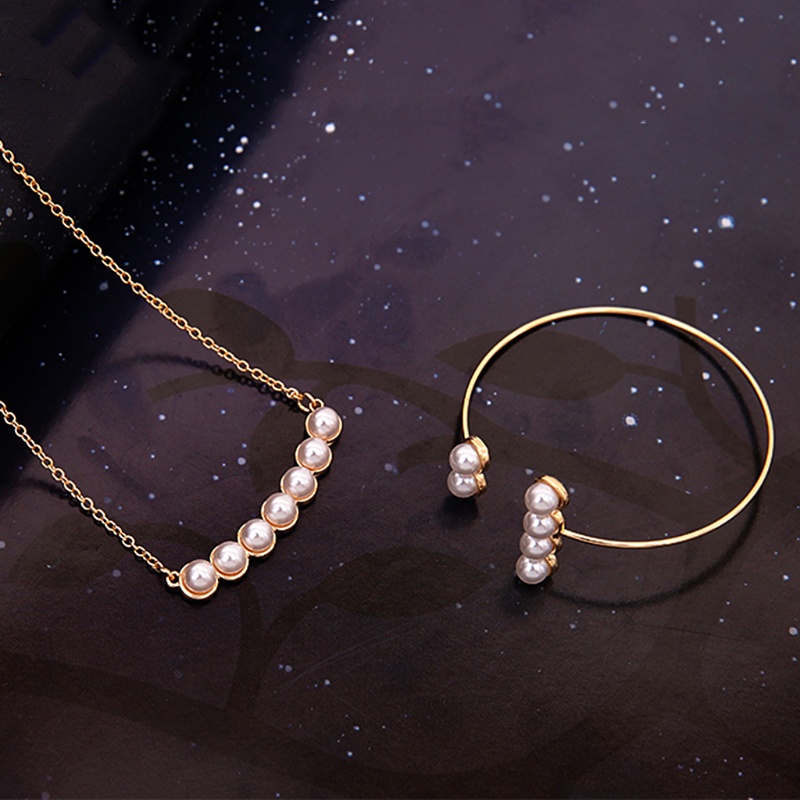 Bộ Trang Sức Đính Ngọc Trai Nhân Tạo Thời Trang Dành Cho Nữ