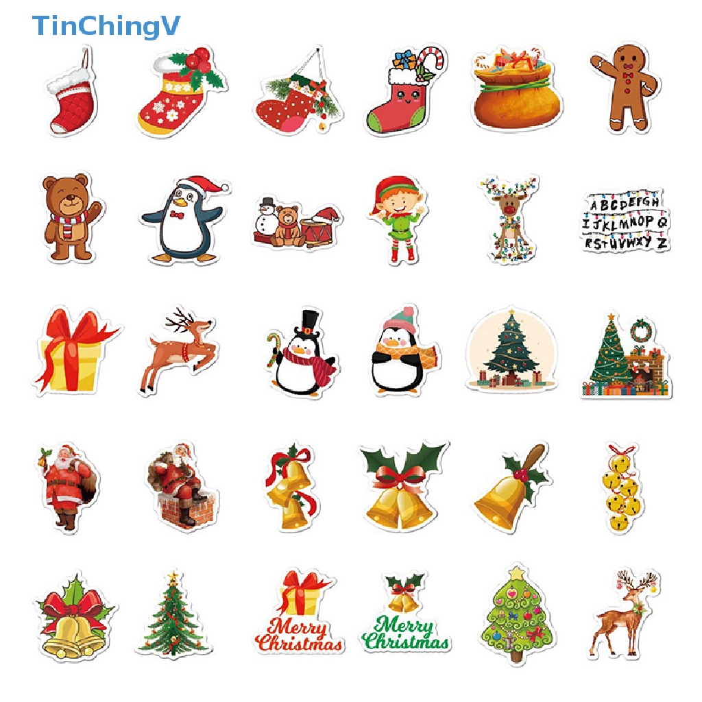 1 Bộ Sticker Dán Trang Trí Giáng Sinh Hình Ông Già Noel Và Bông Tuyết Hoạt Hình