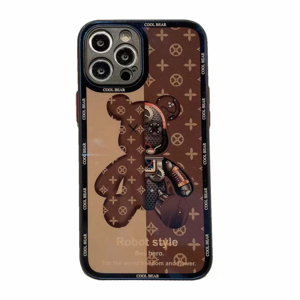 Ốp điện thoại acrylic in hình gấu LV cho iphone 13 Pro Max i13 13pro 12 Pro Max i12 12 Pro 11 Pro Max i11 7plus 8plus iX XS
