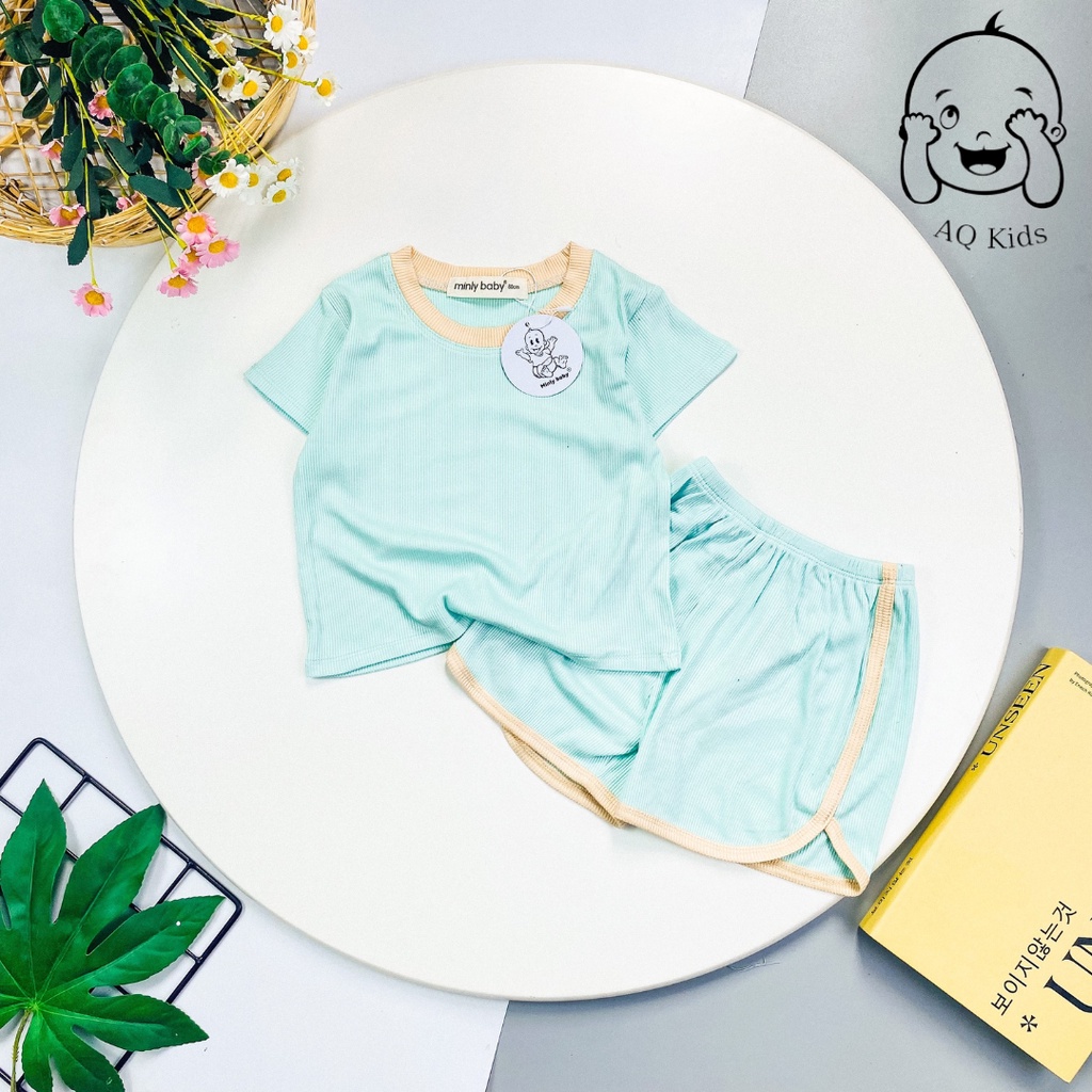 [FREESHIP] Bộ gân tăm thun lạnh cộc tay bé trai chính hãng Minlybaby BCGL