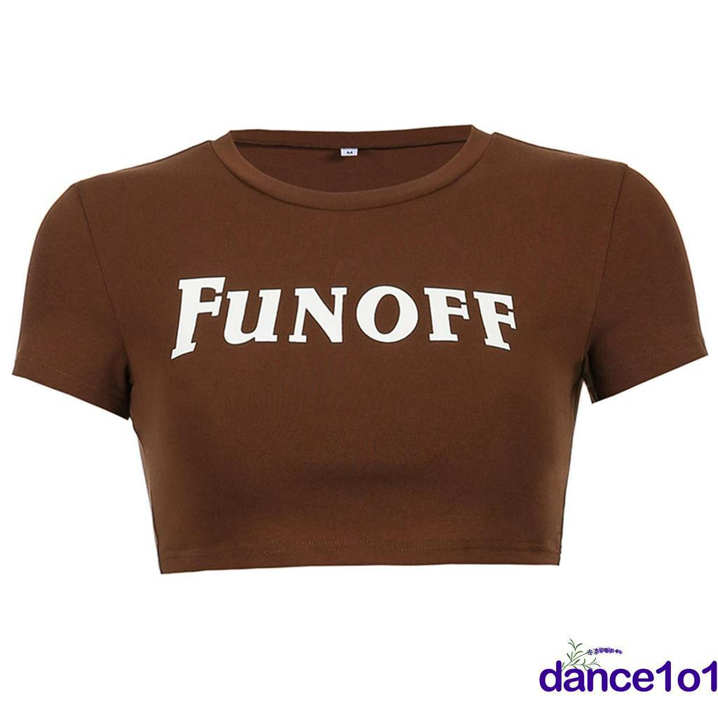 Áo thun nữ tay ngắn cổ tròn họa tiết chữ in đơn giản thời trang