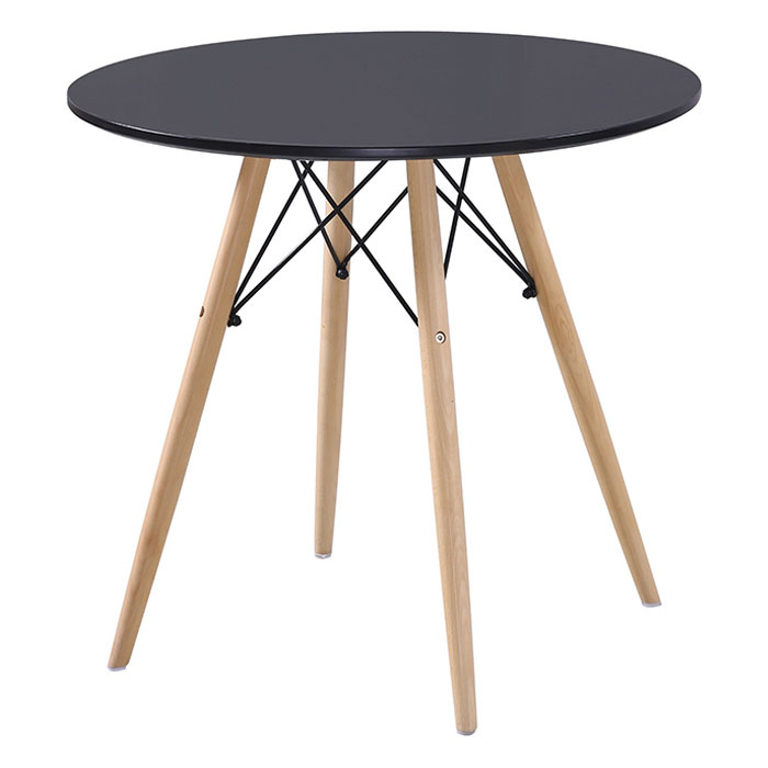 Bàn Tròn Cafe bàn Eames Chân Gỗ Đan Sắt Màu Đen, Trắng