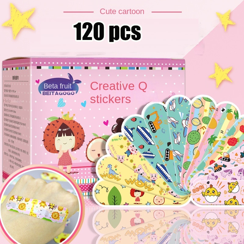 Set 120 Băng Cá Nhân Chống Nước Thoáng Khí Họa Tiết Hoạt Hình Dễ Thương